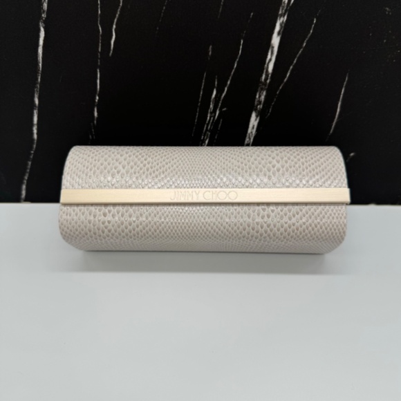 NEW AUTHENTIC JIMMY CHOO CASE FOR EYEWEAR, BEIGE HARD CASE FOR EYEWEAR - Picture 2 of 3